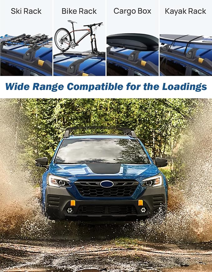 JOYTUTUS Car Roof Rack Cross Bars Compatible with Subaru Outback Wilderness 2022-2025 with Lock (Only Fit Wilderness), 300LB Aluminum Crossbars for Roof Racks Suitcase Kayak Canoes Bike Skis Snowboard