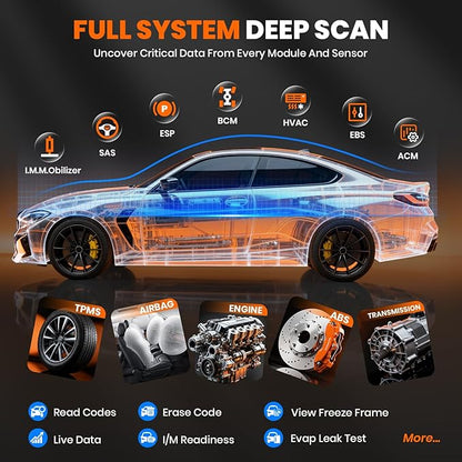 ANCEL DS500 Elite Bidirectional Scan Tool, Full System Car Diagnostic Scanner with 28+ Services, Injector Coding, Active Test, ABS Bleeding Throttle BMS TPMS Reset, CAN-FD, FCA, Lifetime Free Update