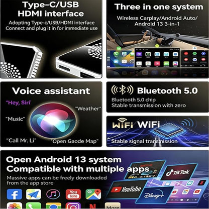 Autolink Pro 2026 Autolinkr Auto Linkr Pro Wireless Carplay 3in1 AI Box for Streaming Netflix/YouTube/TikTok,Watch Movies,Wireless Carplay Adapter Support USB Drive for iPhone 10+ & Android 13+