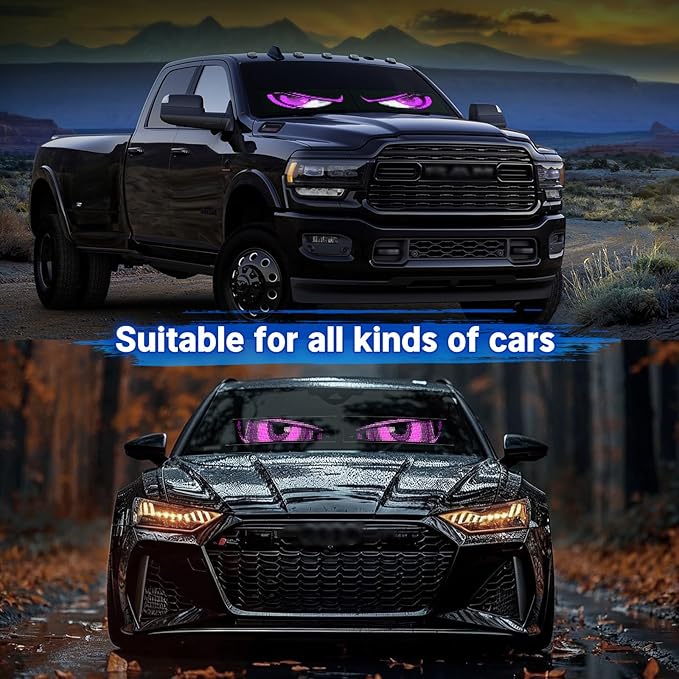 Devil Eyes Light for Cars,Flexible Scrolling Programmable LED Signs,LED Eyes for Truck Windshield,Custom Editor Colours,Animations,Text (19"x 5"/2Pcs)