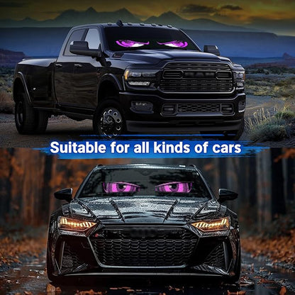 Devil Eyes Light for Cars,Flexible Scrolling Programmable LED Signs,LED Eyes for Truck Windshield,Custom Editor Colours,Animations,Text (19"x 5"/2Pcs)