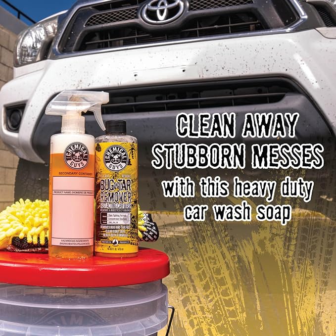 Chemical Guys Bug and Tar Remover Fast Acting Car Wash - Heavy Duty Cleaner for Bugs, Tar, Grime, Tree Sap & Bird Droppings - Safe for Car Paint, Glass, Chrome, Plastic, All Exterior Surfaces - 16 oz