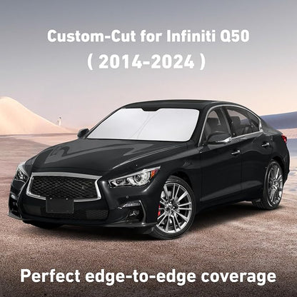 EcoNour Windshield Sunshade Compatible for Infiniti Q50 2014-2022 2023 2024, Sun Visor for Front Windshield & Window Sun Shade Cover, UV Heat Blocker & Protector, Car Accessories