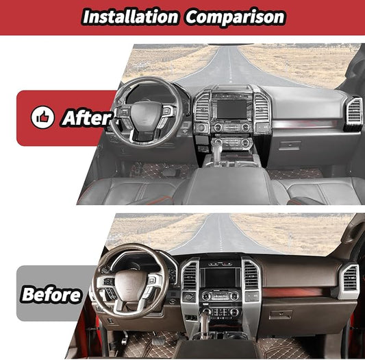 JeCar 16pcs Black Wood Grain Interior Trim Kit for 2015-2020 Ford F150 Interior Accessories
