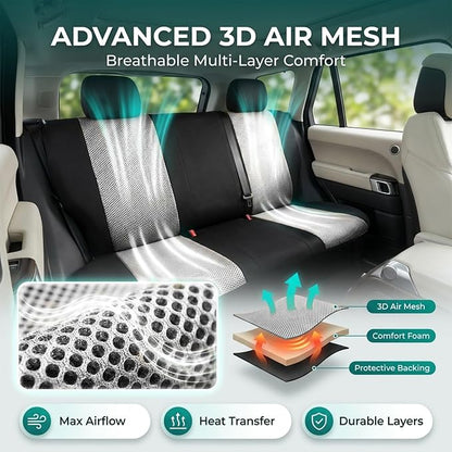 FH Group Automotive Front Car Seat Covers for SUV, Trucks, Sedan and More - Universal Fit Front High Back Design Interior Accessories - 3D Mesh Fabric Center Panel - Gray
