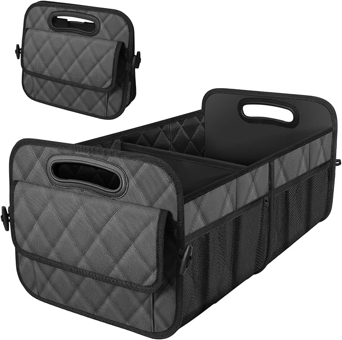 Deosk Trunk Organziers and Storage with Reinforced Handles,Car Accessories for Women/Men 50L Waterproof Polyester Trunk Organzier for Car/SUV/Minivan/Truck(Medium,Charcoal)
