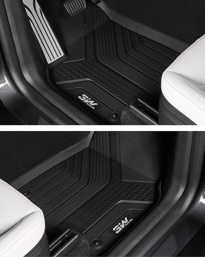 3W 2025 2026 Tesla Model Y Juniper Floor Mats with Rear Cargo Mat & Backrest Mat TPE Anti-Slip All Weather Accessories, Vigormold™
