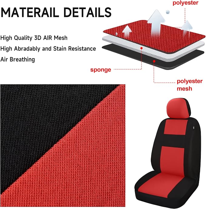 VarCozy Seat Covers for Car Front Pair, Breathable Cloth Front Car Seat Covers, Universal Cloth Seat Covers for SUV Sedan Van, Automotive Interior Covers, Airbag Compatible
