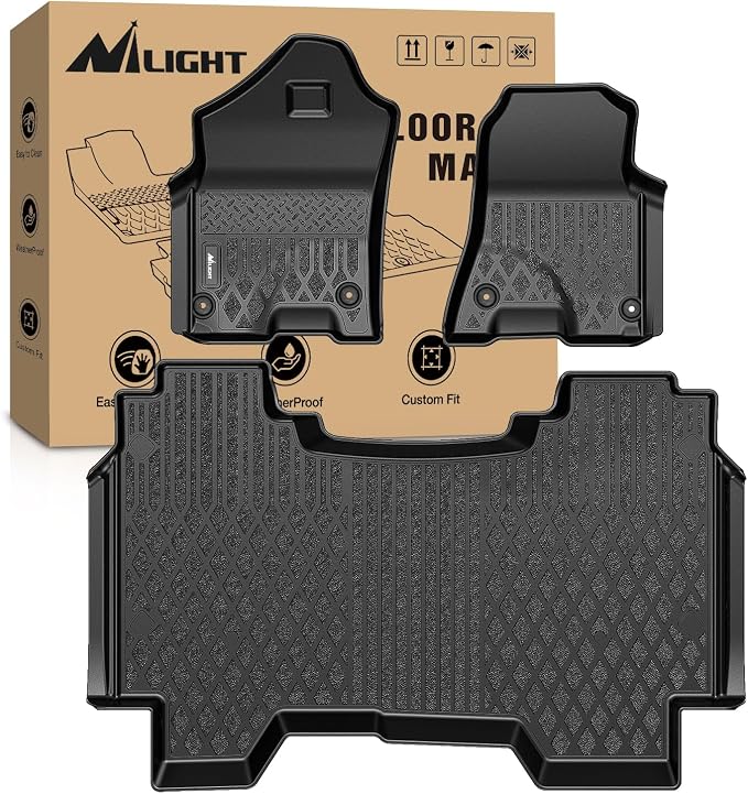 Nilight TPE Floor Mats for Dodge Ram 1500 Crew Cab New Body (Not Classic) 2019 2020 2021 2022 2023 2024 All Weather Custom Fit Heavy Duty Floor Liners
