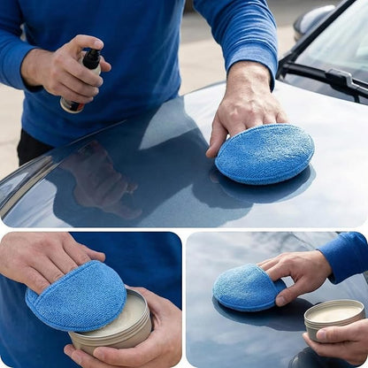 Wax Applicator Pad (6 Pack)，5 Inch Microfiber Wax Applicator Pads，Washable Reusable Car Wax Applicator Buffing Pads for Car Cleaning, Polishing and Detailing（Blue）