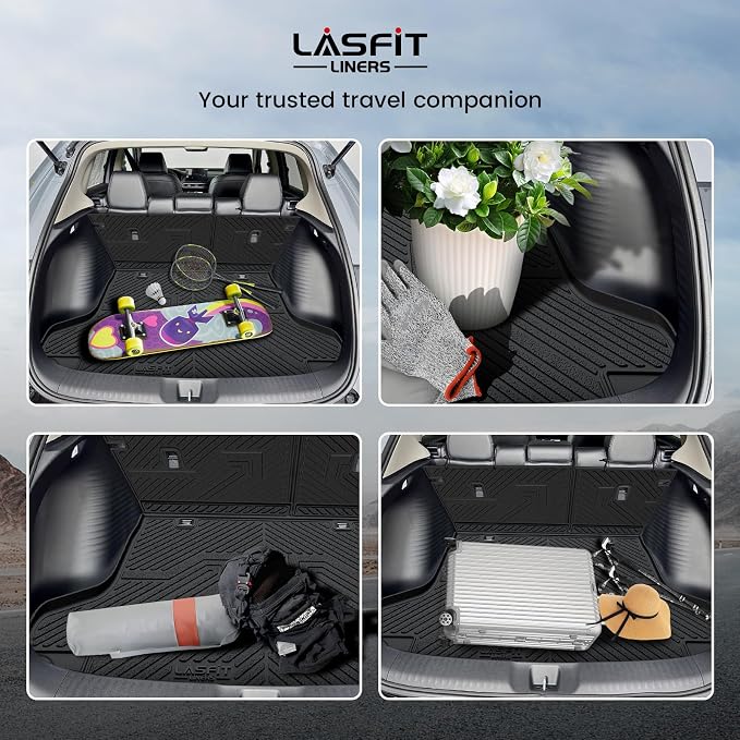 LASFIT Cargo Mat with Backrest Mat for Honda HRV 2023-2026 & for Acura ADX 2025-2026, All Weather TPE Custom Fit Trunk Mat Cargo Liner with Seatback Mat Accessories, Black
