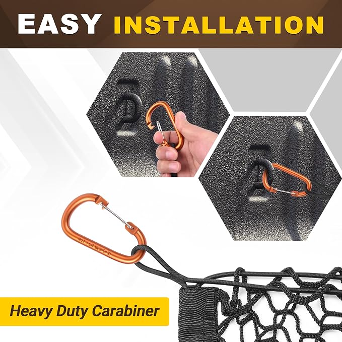 BUMBEE Envelope Style Trunk Cargo Net Compatible with Chevy Silverado 2013-2024 Accessories, Heavy Duty Carabiners Highly Elastic Truck Bed Mesh Cargo Net(16.9" X 52.56" to 66.93")