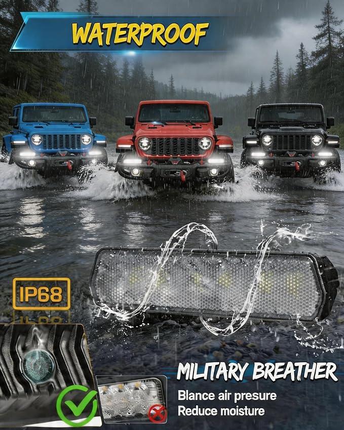 LED Light Bar 6 Inch 120W Driving Lights Backup Lighting Slim LED Pods | 2PCS 120W Bumper Lights Flood Diffusion Beam Off Road Fog Lights for Truck SUV ATV UTV, IP68 Waterproof, DT Wiring Harness