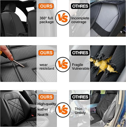 Car Seat Covers Fit for Ford Mustang Mach-E 2021-2026, Full Coverage Leather Waterproof Breathable Seat Covers Full Set, Automotive Seat Protectors, Airbag Compatible (2 Front Seats, Black)