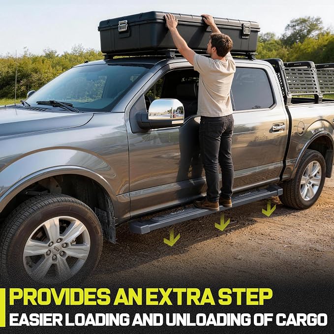 BINARY STAR 6 Inch Running Boards Compatible with 2009-2018 Dodge Ram 1500 Quad Cab, 10-24 Dodge Ram 2500 3500 Quad Cab, Carbon Steel Black Truck Side Step, Nerf Bars Steps with Non-Slip Plastic Pads.