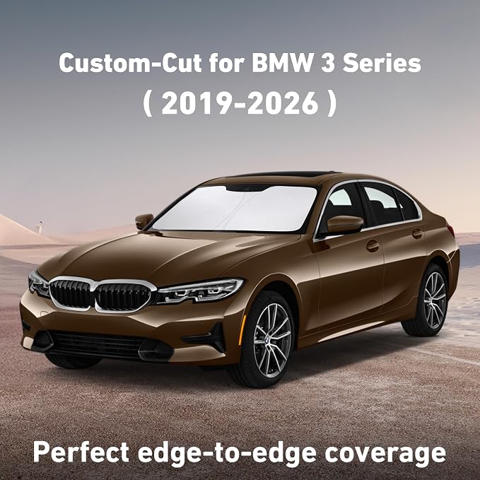 EcoNour Windshield Sunshade Compatible for BMW 3 Series 2019-2024 2025 2026, Sun Visor for Front Windshield & Window Sun Shade Cover, UV Heat Blocker & Protector, Car Accessories