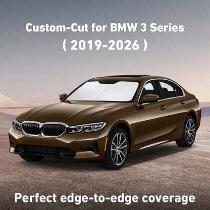 EcoNour Windshield Sunshade Compatible for BMW 3 Series 2019-2024 2025 2026, Sun Visor for Front Windshield & Window Sun Shade Cover, UV Heat Blocker & Protector, Car Accessories