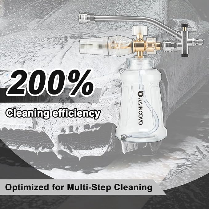 Raincovo Foam Cannon for Pressure Washer, Snow Clear Foam Cannon Dual Connector Accessories, Power Washer Soap Attachment for Car Wash, Stainless Steel Filter, 5 Nozzle Tips with Holder