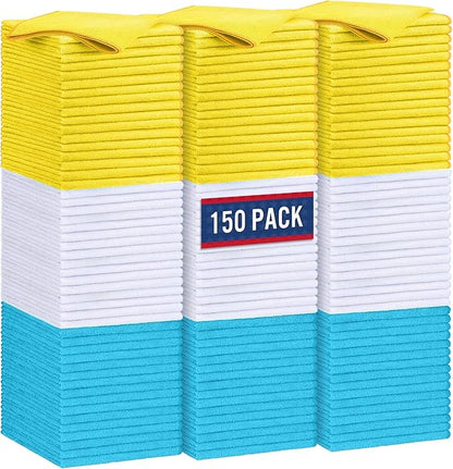 GLIMGLINT Microfiber Cleaning Cloth,150PK Reusable Cleaning Rags,Highly Absorbent Shop Rags Bulk,All-Purpose Car Cleaning Towels for TV Screen, Kitchen, Restaurant, Garage, 14"X12", Multicolor