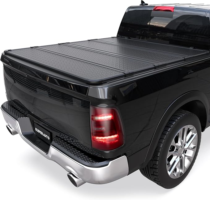 KUIPERAUTO 5.7FT Hard Quad Fold Bed Cove Compatible for 2009-2026 Dodge Ram 1500 (Inclu. Classic & New) 5.7 FT Aluminum Truck Bed Cover(w/o Ram Box)