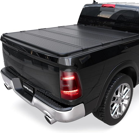 KUIPERAUTO 5.7FT Hard Quad Fold Bed Cove Compatible for 2009-2026 Dodge Ram 1500 (Inclu. Classic & New) 5.7 FT Aluminum Truck Bed Cover(w/o Ram Box)