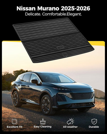 3W Cargo Liner for Nissan Murano 2025 2026, Custom Fit All Weather TPE Non-Slip Heavy Duty Trunk Mat for Murano, Black