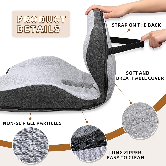 Car Seat Cushions for Driving, Dual-Layer Memory Foam Seat Cushion with Lumbar Support, Ergonomic Truck Seat Cushion & Office Chair Cushion for Wheelchair, Gaming Chair & Sofa