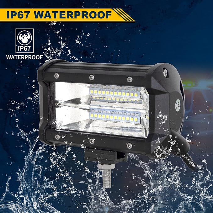 Willpower 2 Pieces 5 inch 72W Flood Led Work Light Bar Driving Boat Off Road Lights for Jeep SUV Truck ATVs, 12V-24V IP67 (5 inch)
