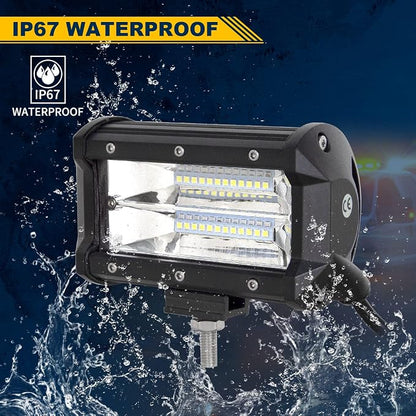 Willpower 2 Pieces 5 inch 72W Flood Led Work Light Bar Driving Boat Off Road Lights for Jeep SUV Truck ATVs, 12V-24V IP67 (5 inch)