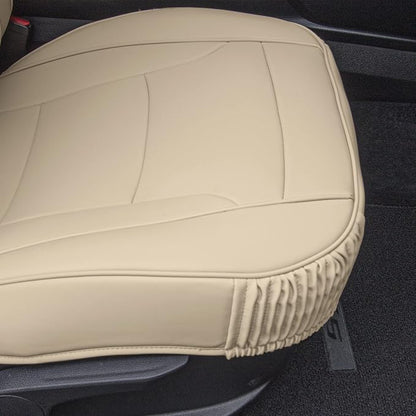 FH Group Ultra Comfort Highest Grade Faux Leather Seat Cushions (Solid Beige) Rear Set with Gift – Universal Fit for Cars Trucks & SUVs