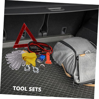 GANAZONO 8-Piece Car Roadside Emergency Tool Kit Multi-Functional Vehicle Accessories for Roadside Assistance and Inspection Includes Jumper Cables Flashlight