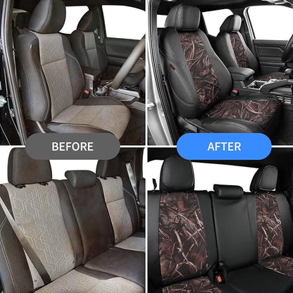 EKR Tacoma Seat Covers Custom Fit for Toyota Tacoma (Only for Hybrid) 2024 2025 2026 Double cab TRD Sport/TRD Off-Road/Limited/Trailhunter-Truck Seat Cover Full Set,Faux Leather(Black/Reed Camo)