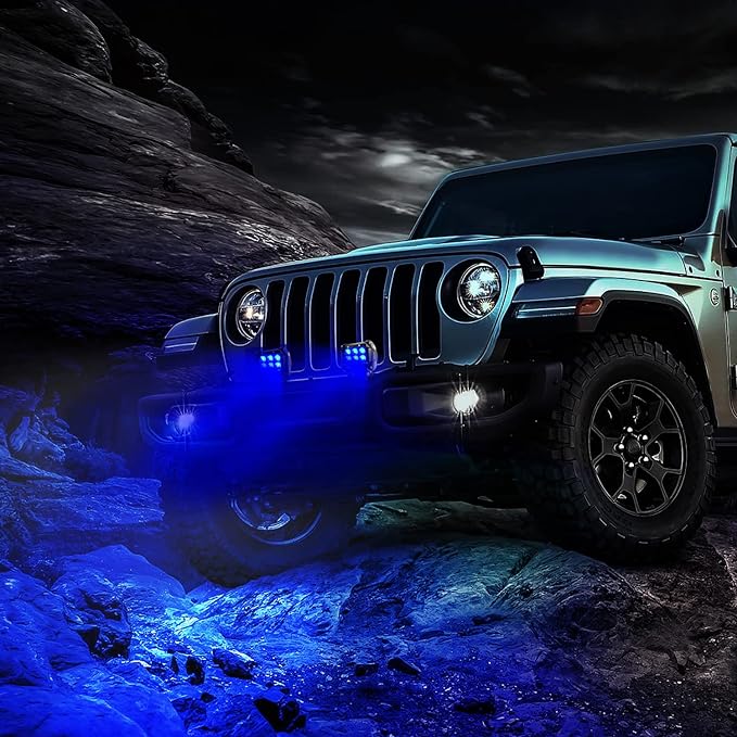 Nilight 4" Led Light Pod Blue Spot Driving Fog Light 2PCS 18W Off Road Fishing Hunting Emergency Safety Signal Deck Trailer Hunting lights for UTV Pick-up Van Boat Tractor, 2 years Warranty