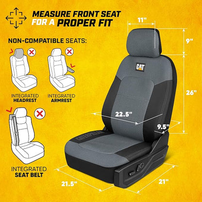 CAT MeshFlex Seat Covers Full Set for Full-Size Pickup Trucks Only - Gray | Front Bucket Seat Covers & 60/40 Split Rear Bench Protector – Interior Accessories For F-150, Silverado, Ram, Sierra & Tundra