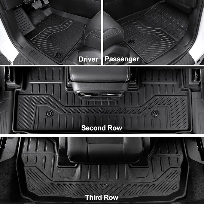 Floor Mats for Honda Pilot 2023-2025 2026, Cargo Mat with Backrest Mat All Weather TPE Cargo Liner Replacement Protection for Honda Pilot Accessories Door Sill Guards