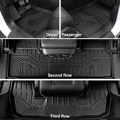 Floor Mats for Honda Pilot 2023-2025 2026, Cargo Mat with Backrest Mat All Weather TPE Cargo Liner Replacement Protection for Honda Pilot Accessories Door Sill Guards