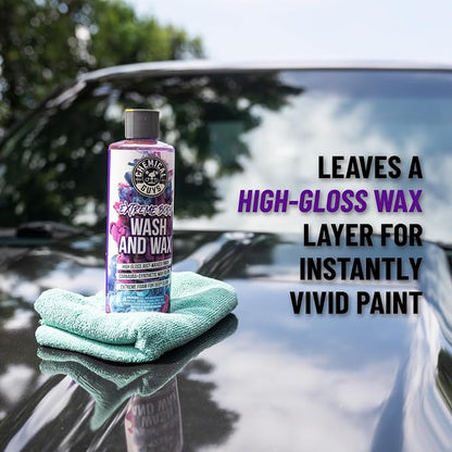Chemical Guys Extreme Bodywash & Wax Foaming Car Wash Soap - Soap for Foam Cannons, Foam Guns, or Bucket Washes for Cars, Trucks, Motorcycles, RVs, and More, Grape Scent - 64 oz (Half Gallon)
