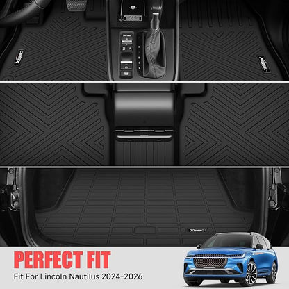 Floor Mats & Trunk Mat for 2024 2025 2026 Lincoln Nautilus All Weather TPE Protection Floor Liners Full Set with Cargo Liner for 2024 2025 2026 Lincoln Nautilus Accessories(Not for Hybrid)