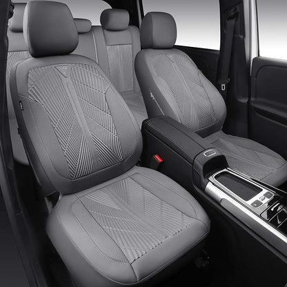 CAR PASS Waterproof Car seat Covers Full Sets Neoprene Wetsuit, All-Weather Non-Slip Durable, Universal Fit for SUV Sedans Trucks Vans Automotive, Armrest Airbag Compatible, 3D Emboss All Gray