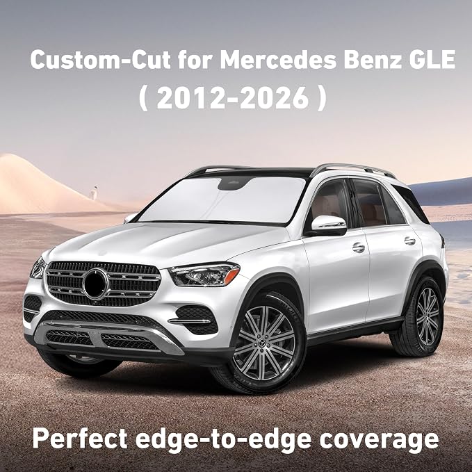 EcoNour Windshield Sunshade Compatible for Mercedes Benz GLE 350 450 2012-2024 2025 2026, Sun Visor for Front Windshield & Window Sun Shade Cover, UV Heat Blocker & Protector, Car Accessories