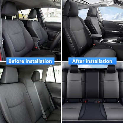 TTX LIGHTING Custom Fit Seat Covers for Toyota Corolla Cross Hybrid 2023 2024 2025 2026 SE,XES,Full Set Faux Leather Cross Hybrid Seat Covers Black&Grey