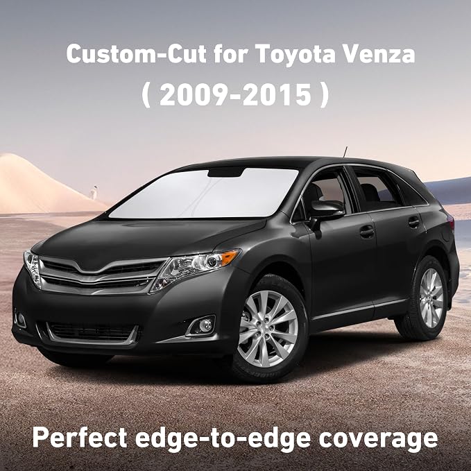 EcoNour Windshield Sunshade Compatible for Toyota Venza 2009-2013 2014 2015, Sun Visor for Front Windshield & Window Sun Shade Cover, UV Heat Blocker & Protector, Car Accessories