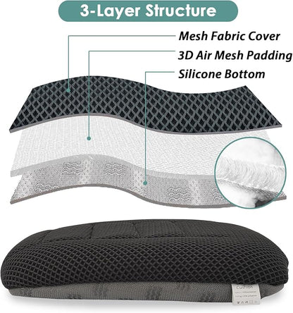 AEROiVi 17.7" L × 16.9" W × 3" H,Car Booster Seat Cushion Raise The Height for Short People Driving, Breathable 3D Air Mesh, 3 Inch Booster Seat, Non-Slip Bottom, Car Seat Pad with Truck,Cars,SUVs