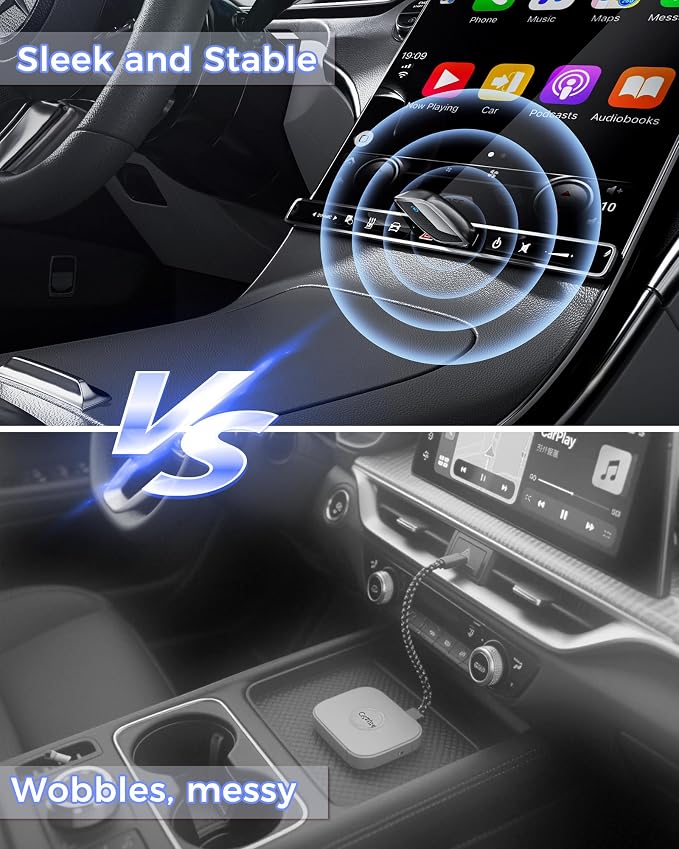 Wireless CarPlay Adapter for Apple iPhone（2026 Upgrade）- Convert Wired CarPlay to CarPlay Wireless Adapter, Stable Connection Compatible with OEM Wired CarPlay Vehicles & iOS 10+ (Black)