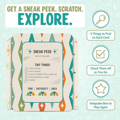 Scratch 'Ems Scavenger Hunts | 42 Scratch Off Adventure Cards - Outdoor Scavenger Hunt for Kids & Families | All Season, Reusable Scratch-Off Cards for Screen-Free Fun, Nature Activity & Camping