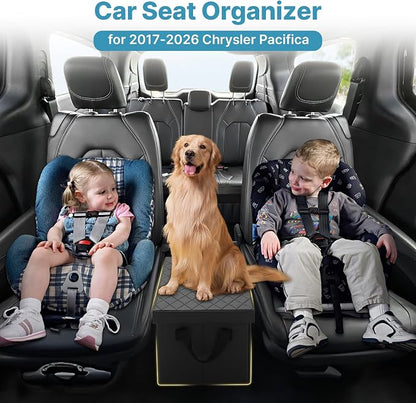 Mixsuper Liner Car Seat Organizer for Chrysler Pacifica 2017-2025 2026, Console Organizer Backseat Box for Pacifica, Dog Toy Box Storage Bin Kids Toys Baby Supplies Travel Accessories