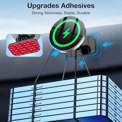 Coolpow for Magsafe Car Mount Charger【100% Stable】 15W Magsafe Car Charger Magnetic Phone Holders for Your Car Accessories for Women Men car Phone Holder Wireless Car Charger for iPhone (Gray)