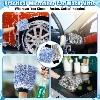 LemonRoad 30 Pcs Microfiber Car Wash Mitts Scratch Free Wash Mitts for Car Cyclone Microfiber Absorbent Detailing Washing Gloves Sponge Glove Cleaner for Wheel Trucks Home Cleaning Supplies