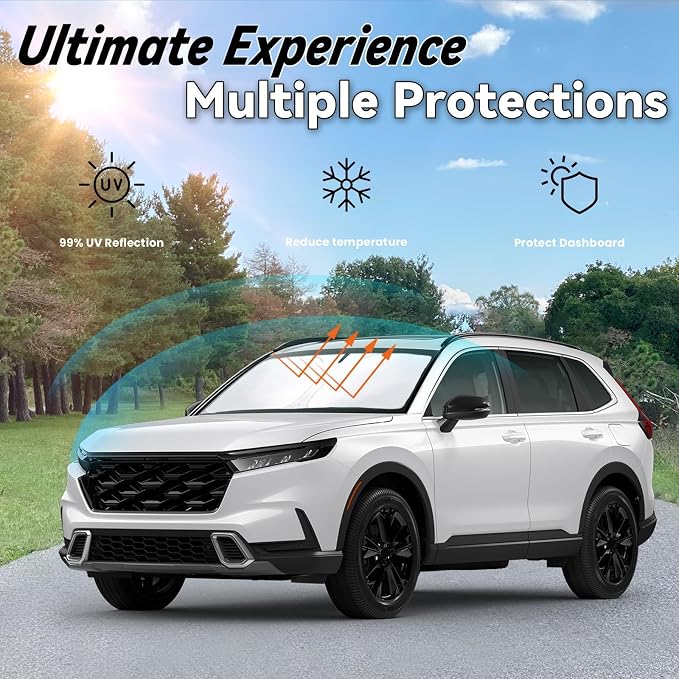 Windshield Sun Shade for Honda CR-V 2023-2025 2026, Car Front Window Sunshade with 240T Sun Visor Protector Blocks UV Rays Heat Sun Shield Accessories (Honda CRV)