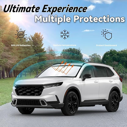 Windshield Sun Shade for Honda CR-V 2023-2025 2026, Car Front Window Sunshade with 240T Sun Visor Protector Blocks UV Rays Heat Sun Shield Accessories (Honda CRV)